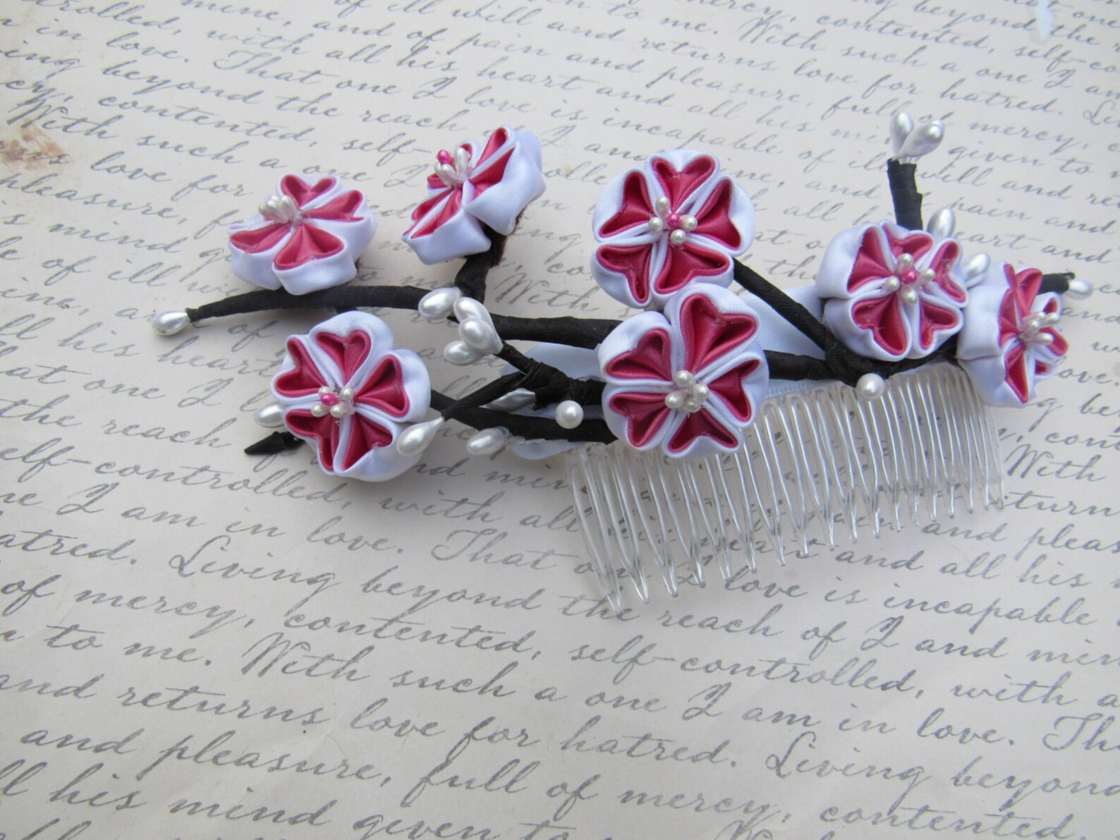 Kanzashi Sakura Blossom Hair Comb Cherry Blossom Hair comb