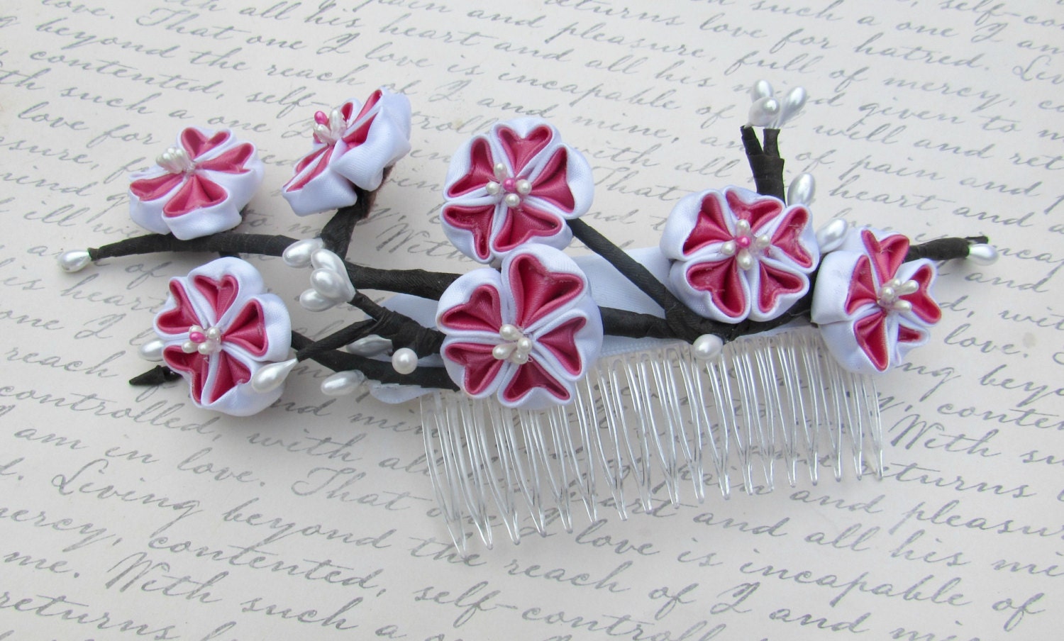 Kanzashi Sakura Blossom Hair Comb Cherry Blossom Hair comb