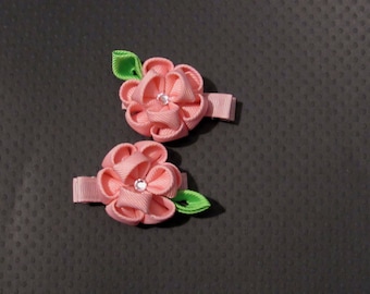 Light Pink Kanzashi Flower Alligator Clip