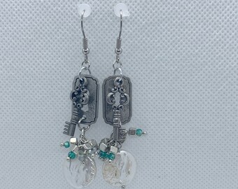 Lock and Key Pearl Beaded Earrings