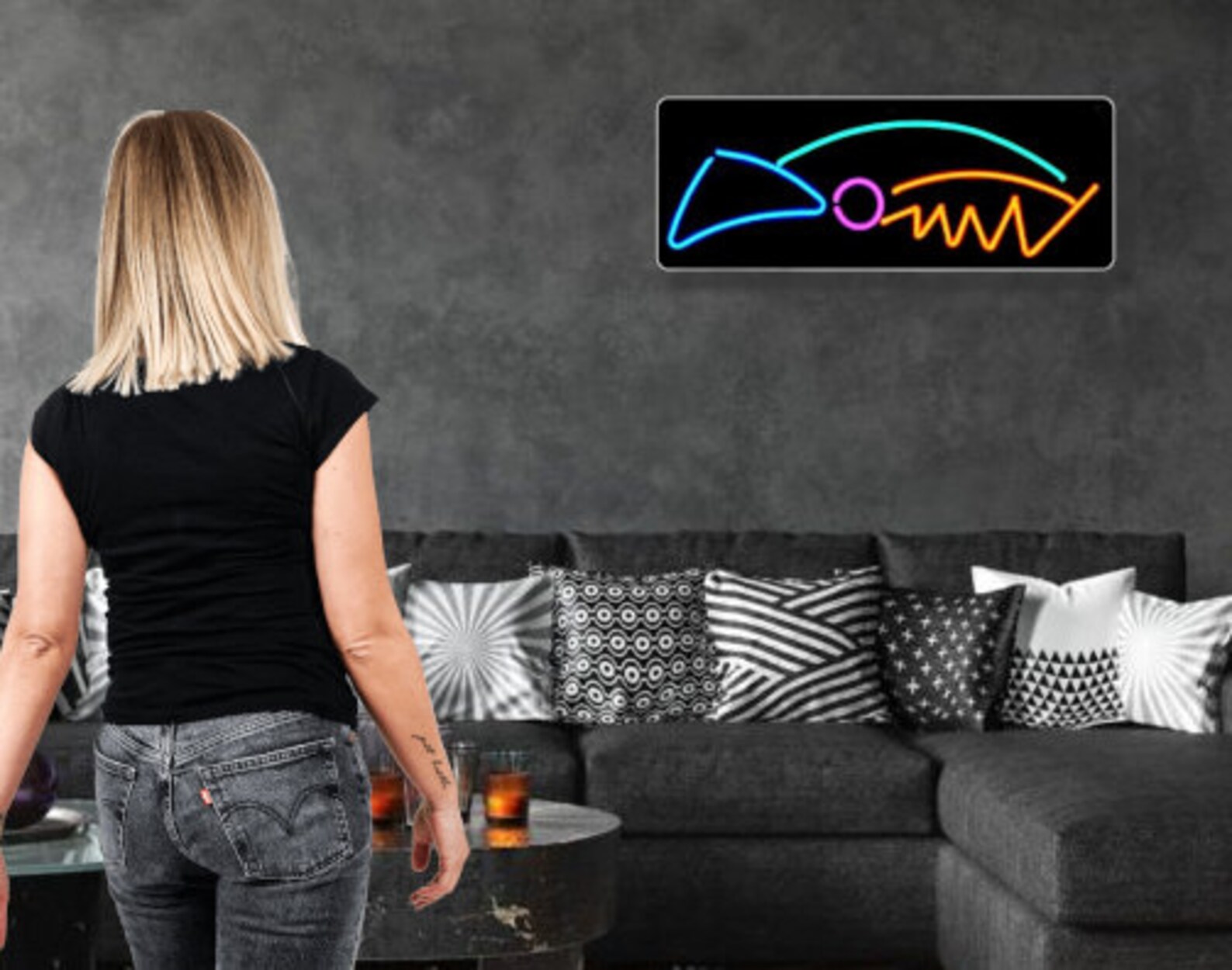 Abstract Neon Art Wall Hanging Original Sculpture FREE Etsy