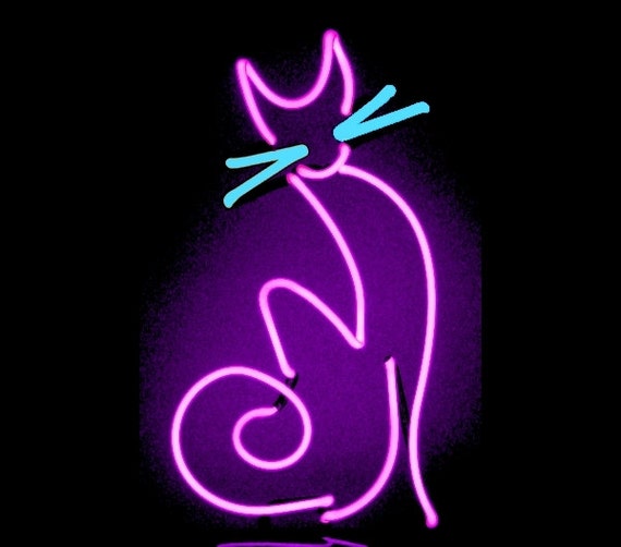 Cool Cat  Neon  Tabletop Freestanding Hot Pink Design 