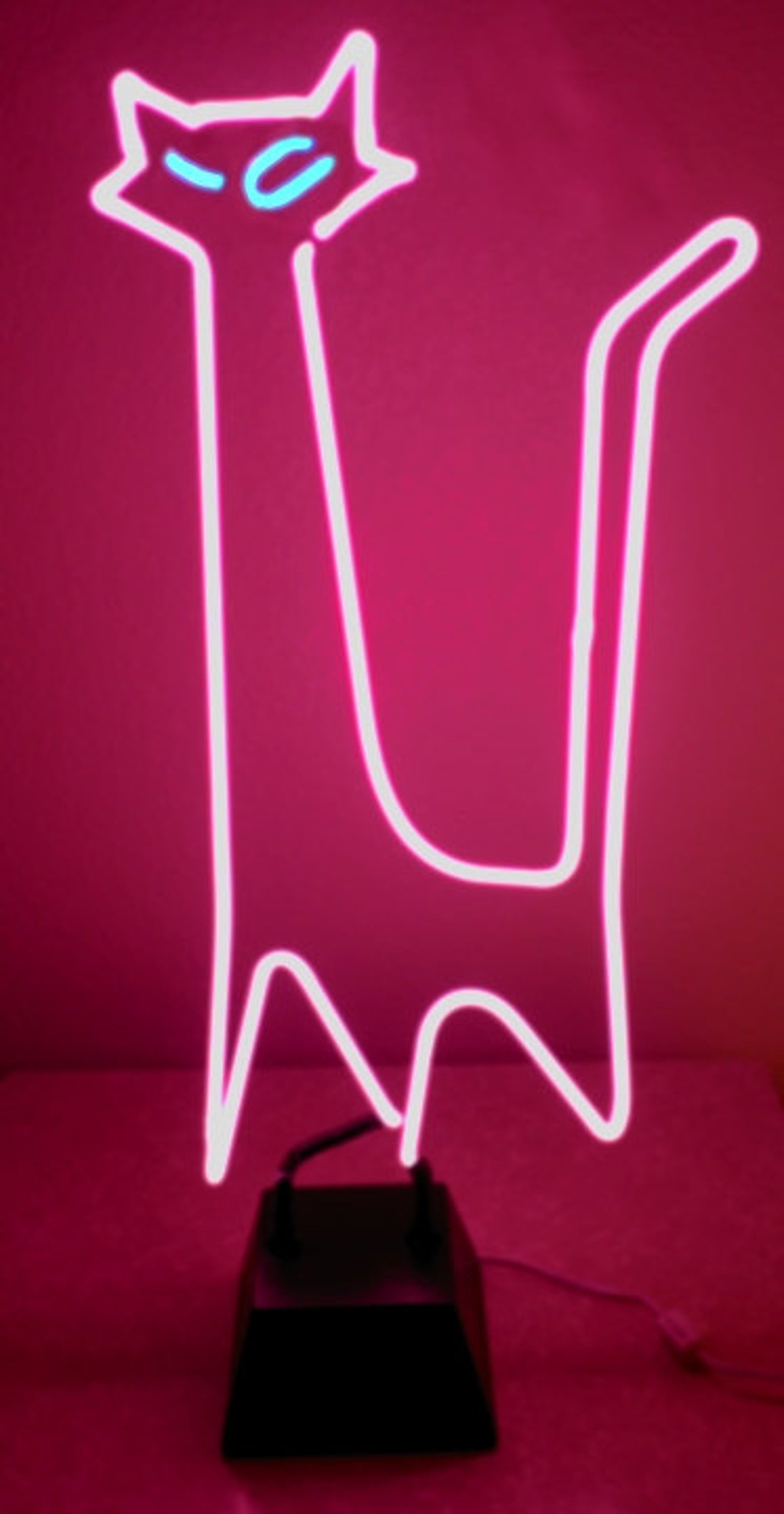 Pink Cat Real Neon Art Tabletop Freestanding Sculpture FREE Etsy
