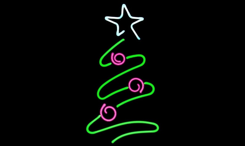 Neon Christmas Tree Freestanding Tabletop Holiday Xmas Art  Etsy