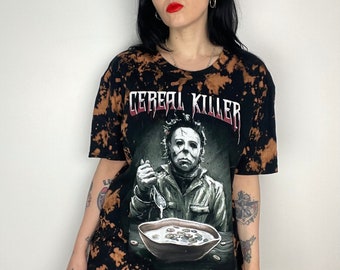 HALLOWEEN - Michael myers Bleached horror movie t-Shirt Reworked diy alternative