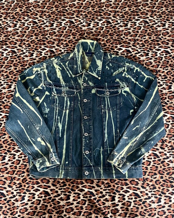 Vintage 90s custom bleached Studded Denim Jacket … - image 5