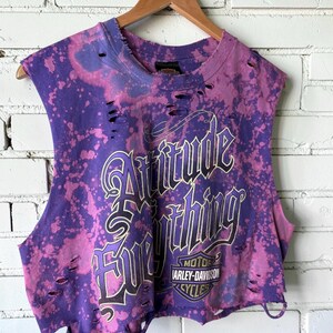 Harley Davidson Fullerton Bleached distressed custom T-Shirt Shredded Biker Tee tumblr grunge alternative tees