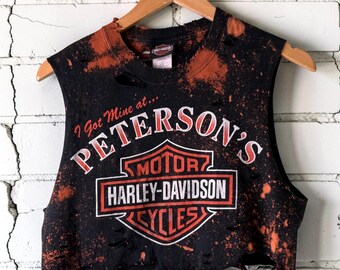 Harley Davidson Florida Bleached distressed cropped Shredded Tee tumblr grunge alternative alt clothing