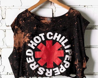 Red Hot Chili Peppers bleached distressed thrashed band shirt rock n roll RHCP alternative 90s style