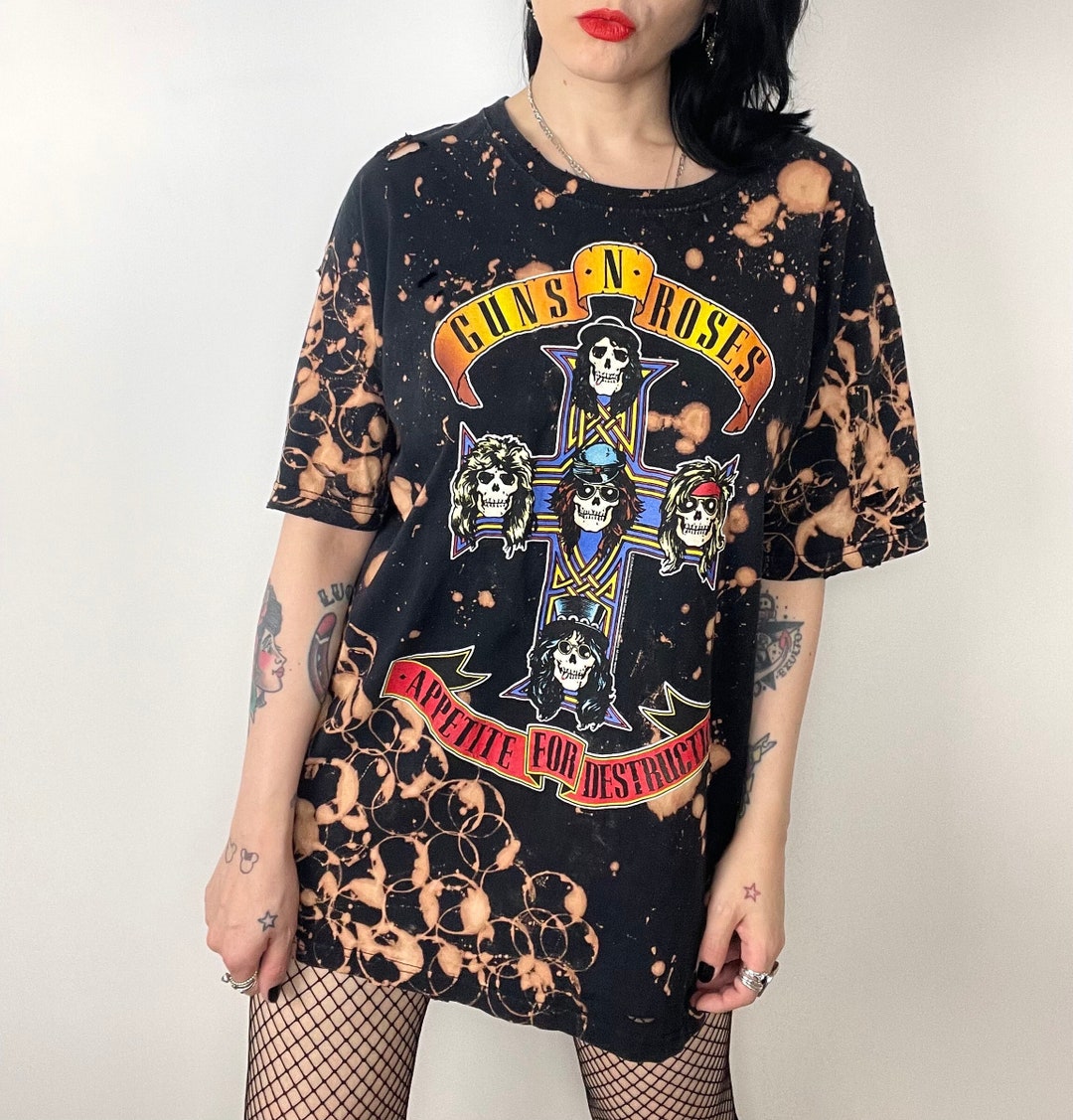 Guns N Roses Appetite for Destruction Bleached Custom Band Tshirt