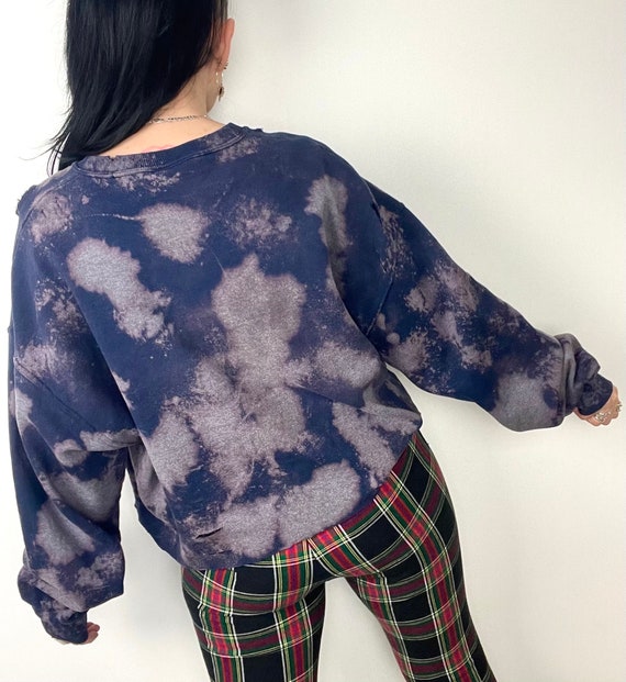 Vintage Reworked Cropped Graphic sweater bleached… - image 3