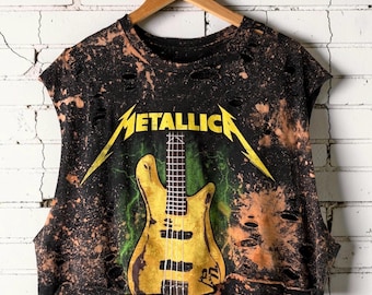 Metallica Bleached Shredded Band Shirt Tumblr Grunge goth thrashed Tee alternative alt clothing