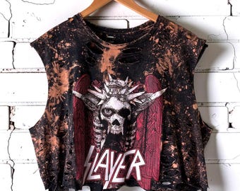 Slayer Bleached Shredded Band Shirt Tumblr Grunge goth thrashed Tee alternative alt clothing