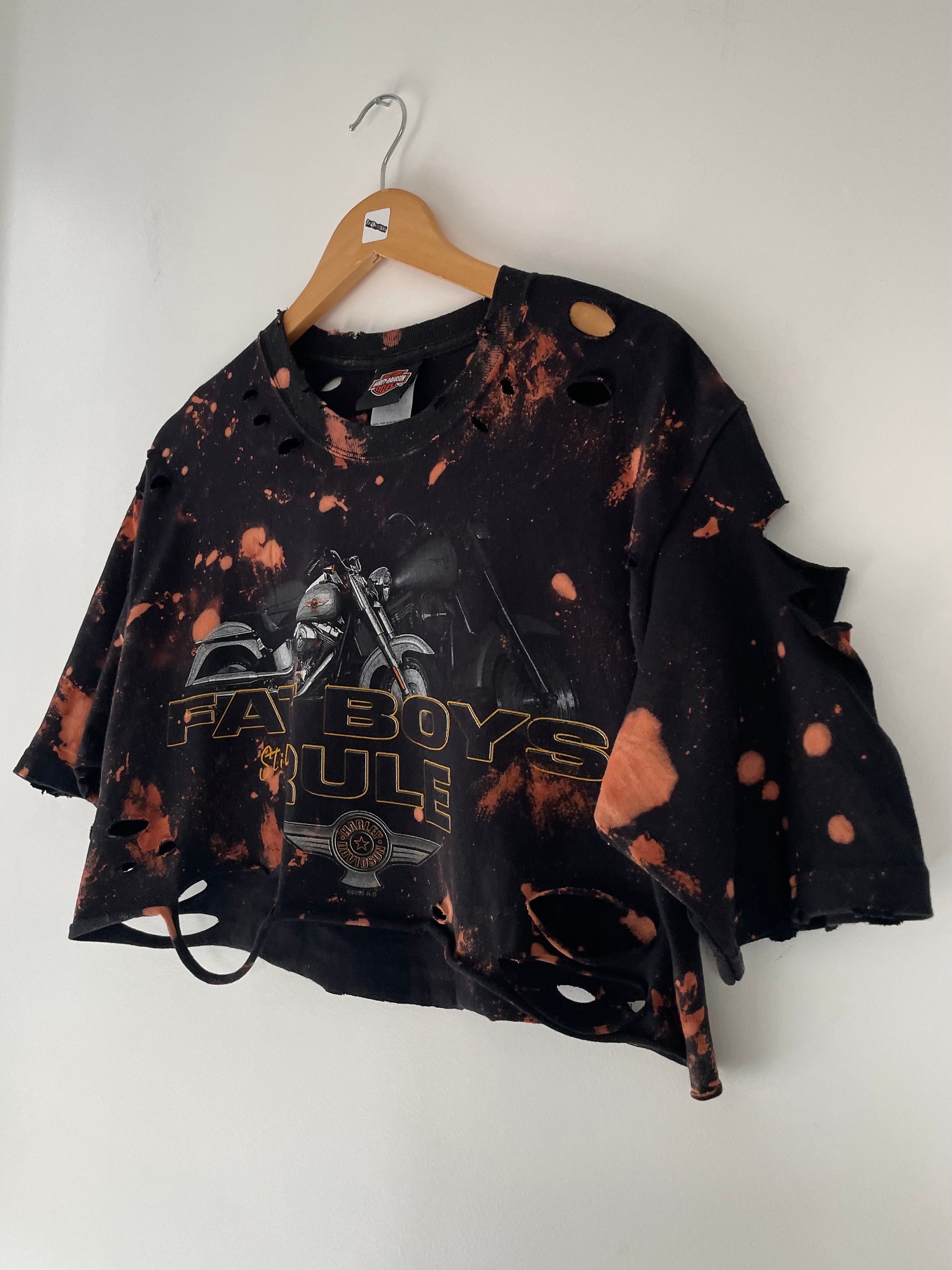 【SATIIIZ】Keyens Harley Dyeing Crop T-Shirt Harley-Davidson® Men's Rusted H-D Gear Printed Graphic