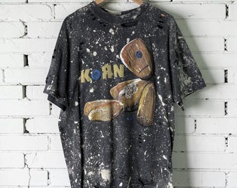 Korn Issues bleached thrashed custom band Shirt Nu Metal alternative alt clothing shredded tees