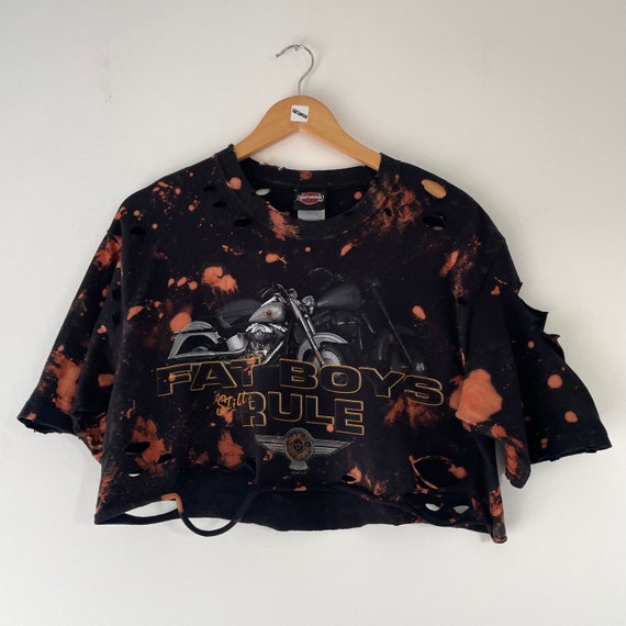 Harley Davidson Bleached Custom T-shirt Size Medium Tumblr