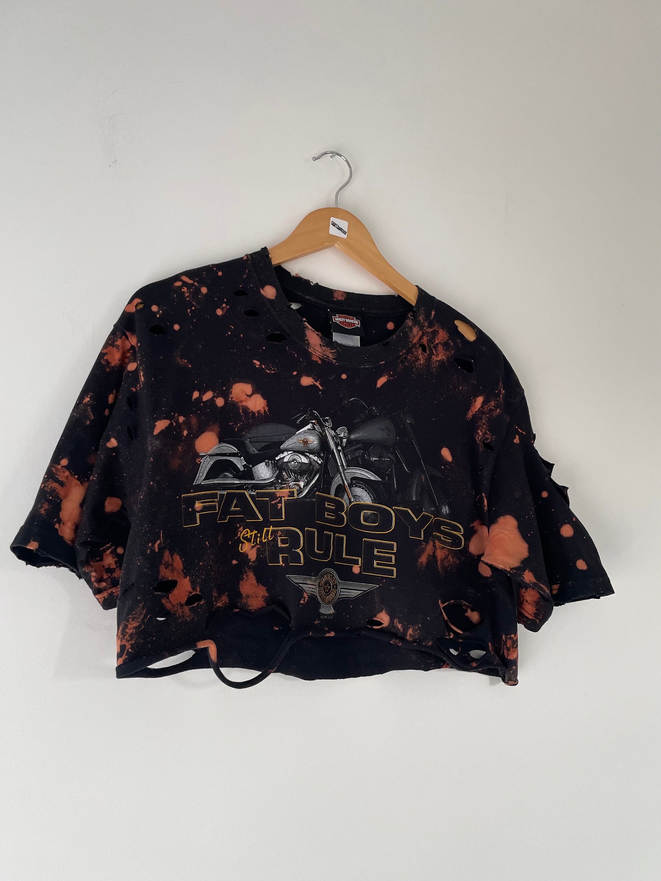 Harley Davidson Bleached Custom T-shirt Size Medium Tumblr