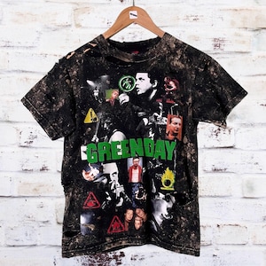 Green Day Bleached distressed Band shirt Size small punk emo alternative custom tee alt clothing tumblr grunge reverse tie dye shredded tee