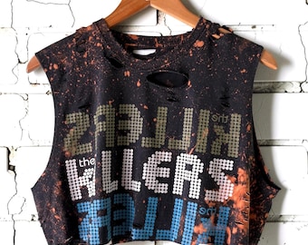 The Killers Bleached Shredded cropped Band Tee Distressed thrashed band shirt rock n roll indie