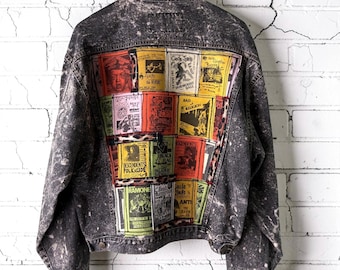 THREAD KENNEDYS - Punk Inspired Custom Jacket Acid Wash Denim Patches Distressed Upcycled Hardcore Punk Clothing Festival Tumblr Grunge