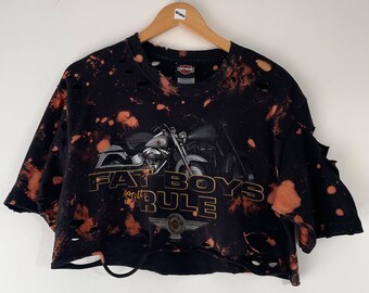 Harley Davidson Bleached Custom T-shirt Size Medium Tumblr