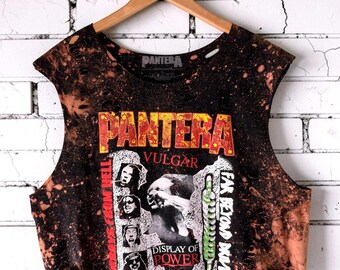 Pantera Bleached Thrashed Band T-Shirt Distressed Alt Clothing Heavy Metal Mall Goth Style Tee