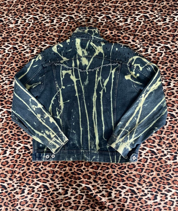 Vintage 90s custom bleached Studded Denim Jacket … - image 6