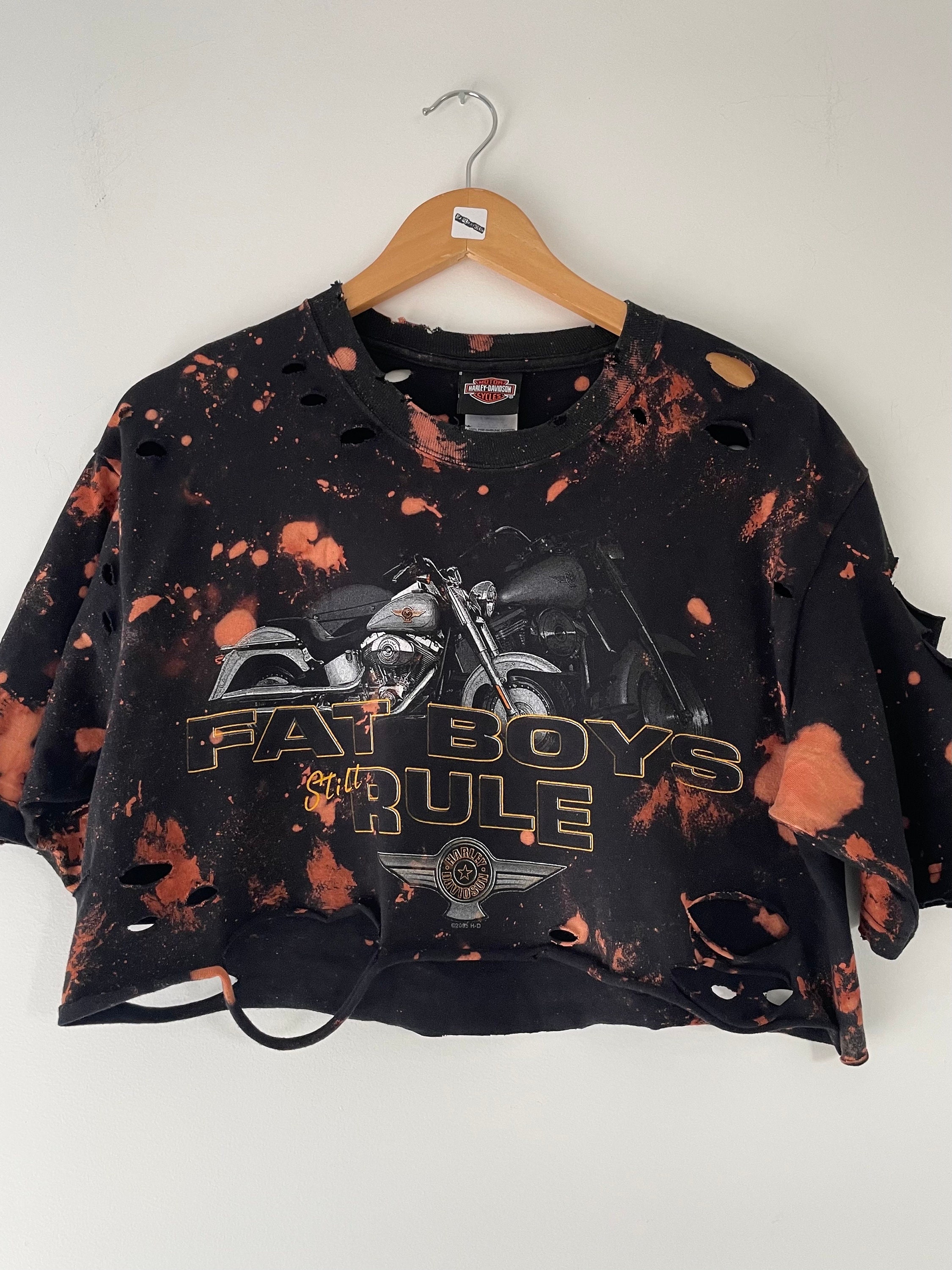 Harley Davidson Bleached Custom T-shirt Size Medium Tumblr