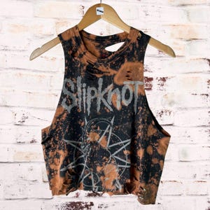Slipknot bleached distressed custom shirt alternative alt clothing goth band tee reverse tie dye shredded custom tees nu metal mall goth