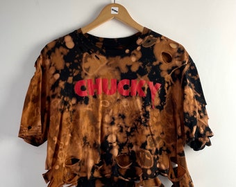 Chucky Bleached Distressed cropped t-shirt size large alt clothing child’s play horror