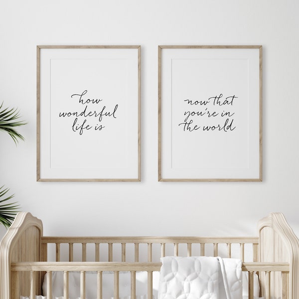 HOW WONDERFUL LIFE Is Now That You're In The World, Nursery Decor, Printable Wall Art by Dear Lily Mae, (2) 16x20/8x10 Jpegs