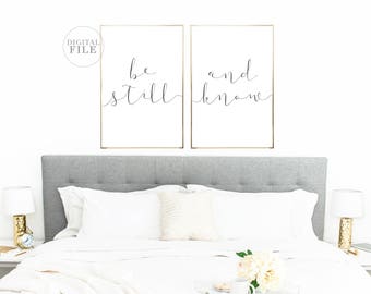 BE STILL AND Know - Bedroom Decor by Dear Lily Mae - You Print Printable Wall Art (2) 24x36 Jpegs - Personal Use Only
