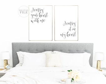 I CARRY TU Corazón ConMigo Lo Llevo en mi corazón - Ee Cummings - Decoración del dormitorio - Se imprime arte de pared imprimible (4) Jpegs, 24x36/16x20