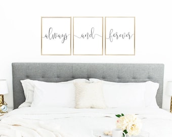 SIEMPRE Y PARA SIEMPRE - Signo de boda - Signo de dormitorio- Arte de pared imprimible (3) 18X24 Jpegs - Cita inspiradora - Decoración del dormitorio