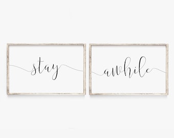 STAY AWHILE Printable Wall Art Set Wall Art For Bedroom Artwork For Bedroom Wall Art Dorm, Dorm Decor For College Girls, Dorm Posters