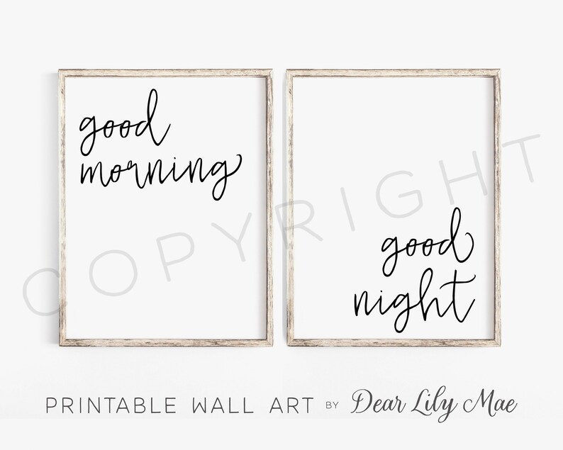 GOOD MORNING GOOD Night Printable Wall Art Nursery Decor by - Etsy