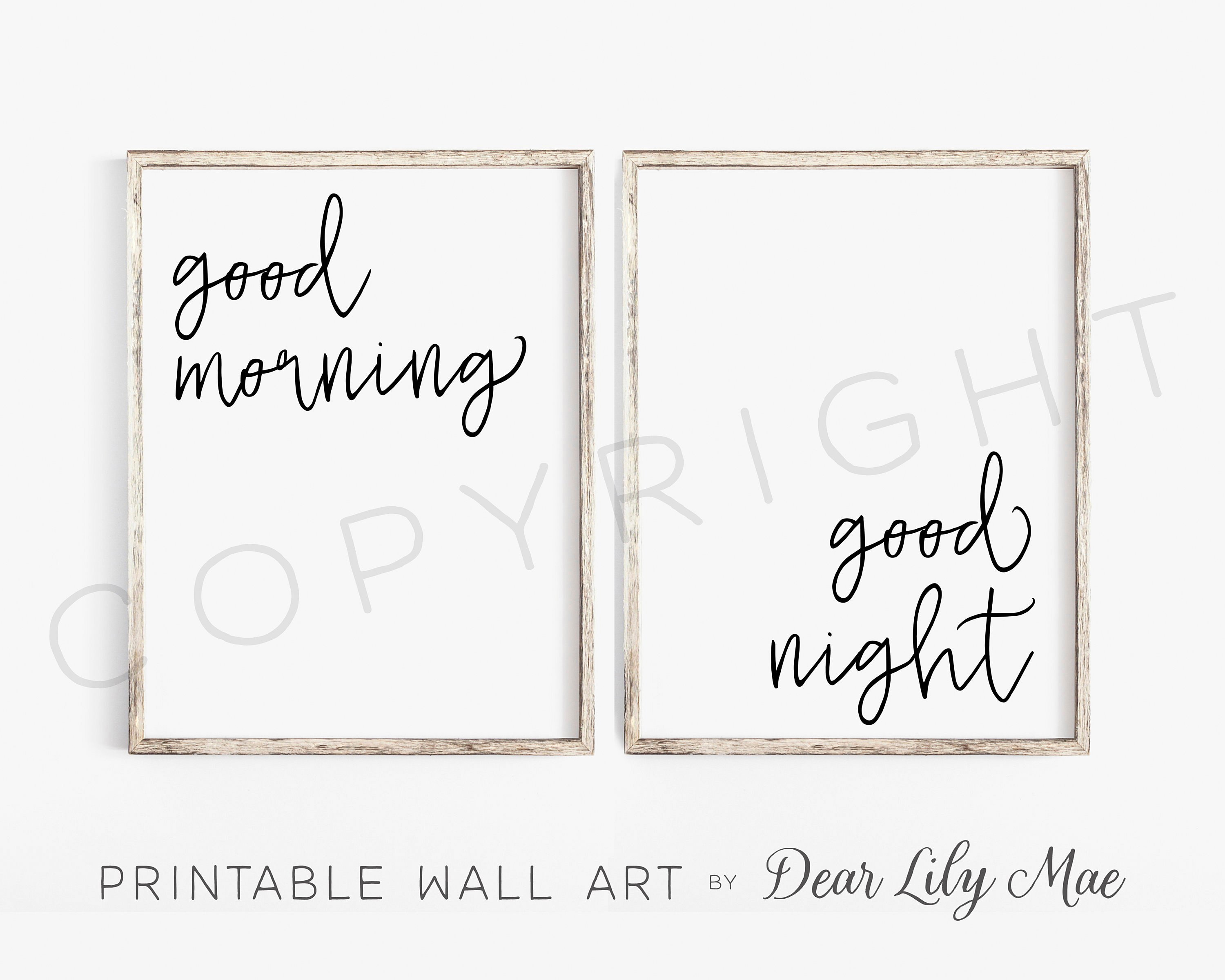 GOOD MORNING GOOD Night Printable Wall Art Nursery Decor by | Etsy