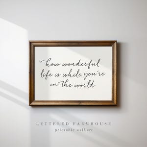 How Wonderful Life Is Lyrics Nursery Wall Art Printable - Baby Room Decor - Gender Neutral Nursery Print - Nursery Digital Download