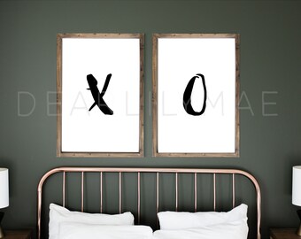 XO PRINTABLE WALL, Bedroom Decor, Minimalist Art, Bedroom Printable, Above Bed Printable Posters  (4) Jpegs, 24x36 & 16x20, You Print
