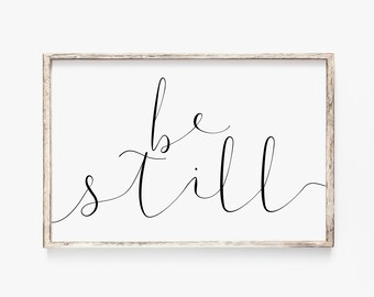 BE STILL PRINTABLE Wall Art, Wall Decor, Above Bed Poster Set of Two, Minimalist Art, Modern Art