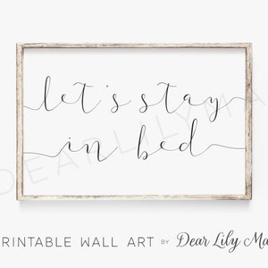 AIRBNB POSTER, AirBNB Afdrukbaar, Laten we in bed blijven, Slaapkamer Decor, Afdrukbare Poster, Slaapkamer Teken, Boven Bed Decor