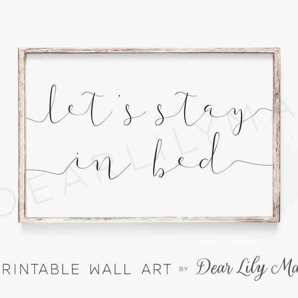 AIRBNB POSTER, AirBNB Afdrukbaar, Laten we in bed blijven, Slaapkamer Decor, Afdrukbare Poster, Slaapkamer Teken, Boven Bed Decor