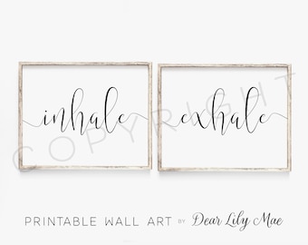 Arte de pared IMPRIMIBLE, Inhale Exhale, Decoración del dormitorio, Decoración del hogar, Carteles imprimibles, Decoración sobre la cama (2) 16X20/11x14,8x10 Jpegs