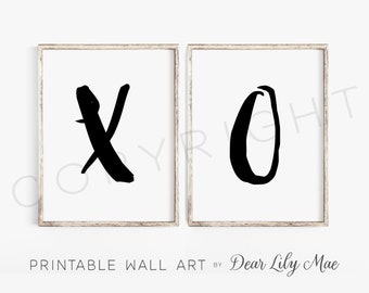 XO PRINTABLE WALL Art by Dear Lily Mae, (2) 18X24 Jpegs, Bedroom Decor, Nursery Decor, X O, Bedroom Sign, Wall Prints, Personal Use Only