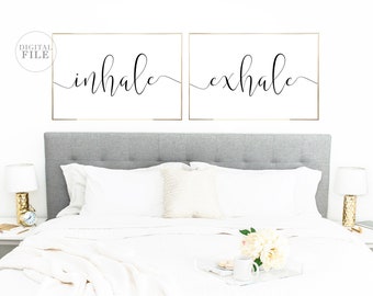 INHALE EXHALE - (2) 36x24 Jpegs - Decoración de dormitorio por Dear Lily Mae - Imprime arte de pared imprimible - Solo uso personal