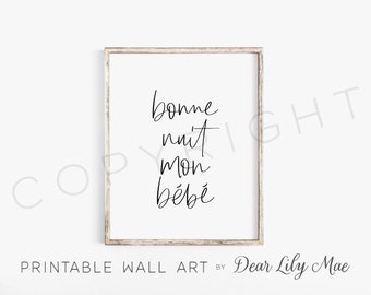 Bon Nuit Mon Bebe Etsy