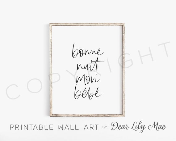 Baby Shower Gift Wall Hanging Bon Nuit Mon Bebe French Etsy