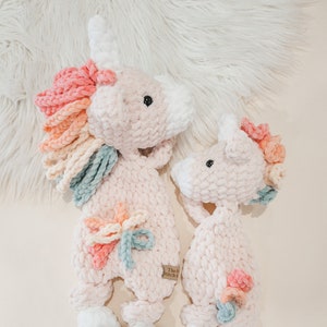 Unicorn Snuggler, Unicorn lovey,  Baby shower gift, Pretend Play Toy, Nursery decor