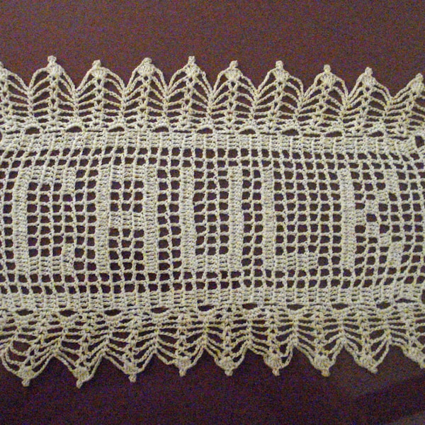 Wedding Anniversary Crocheted Name Doily Custom made White or Ecru colored thread