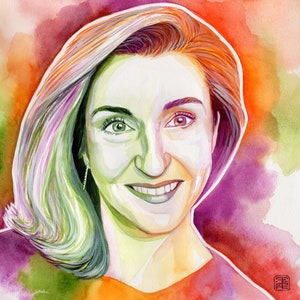 Regalo per il 50 ° compleanno per le donne, Ritratto di donna personalizzato, Regali personalizzati per la moglie dal marito. Pittura dalla foto, Pensionamento presente capo